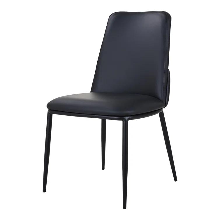 Douglas Contemporary Black Genuine Leather Side Chair