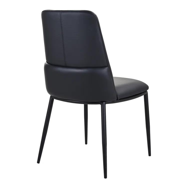 Douglas Contemporary Black Genuine Leather Side Chair