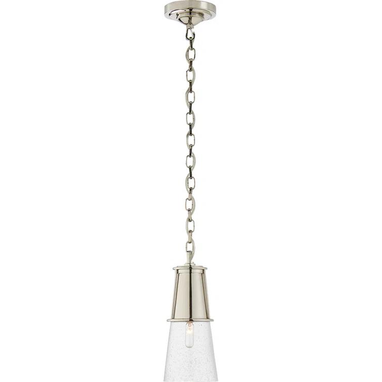 Robinson Polished Nickel 11.25" Indoor/Outdoor Seeded Glass Pendant