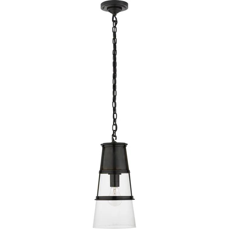 Contemporary Robinson Bronze & Clear Glass Large Pendant