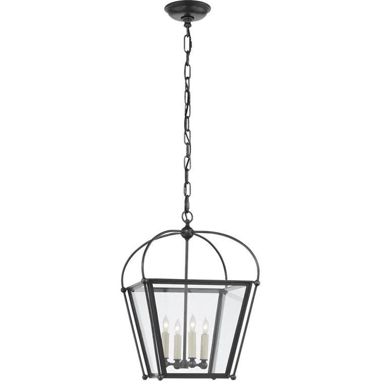 Bronze and Polished Nickel 20" Glass Lantern Light