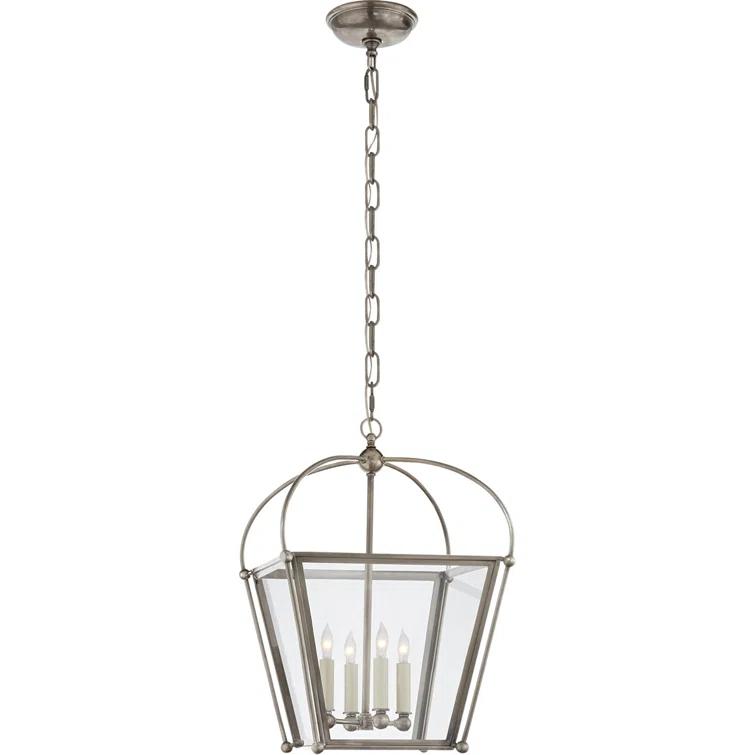 Riverside Polished Nickel Square Lantern with Clear Glass Panels