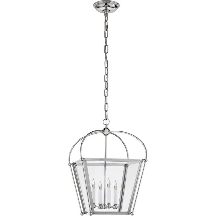 Riverside Polished Nickel Square Lantern with Clear Glass Panels