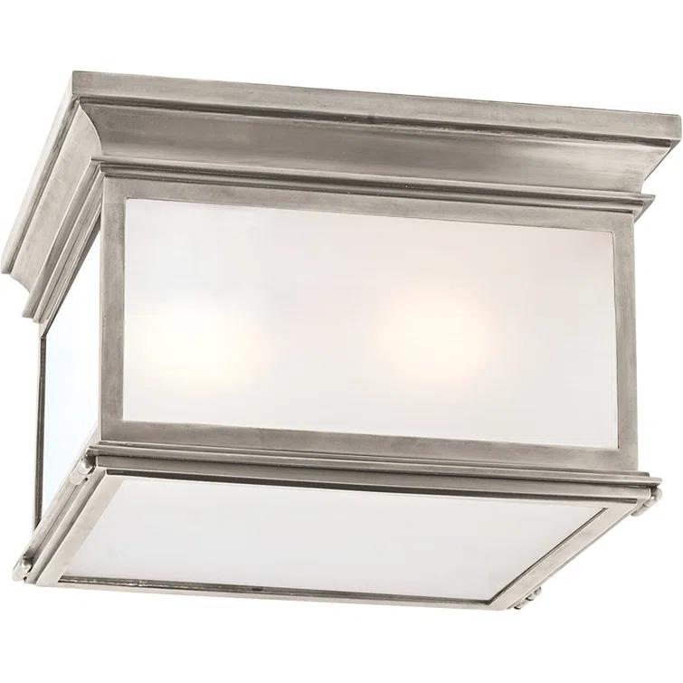 Elegant Polished Nickel 3-Light Flush Mount with Glass Panels