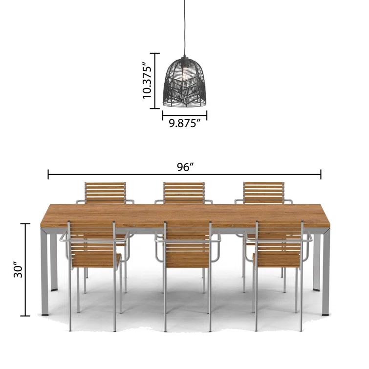 10"W Amher 1-Light Black Rattan Pendant Light