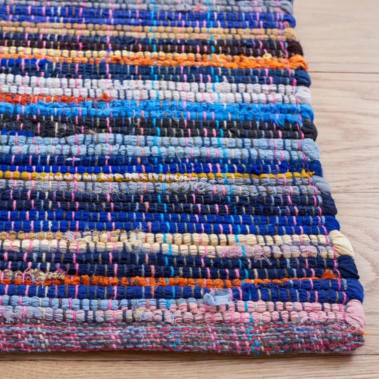 Fales Rag Rug Hand Woven Cotton Striped Rug