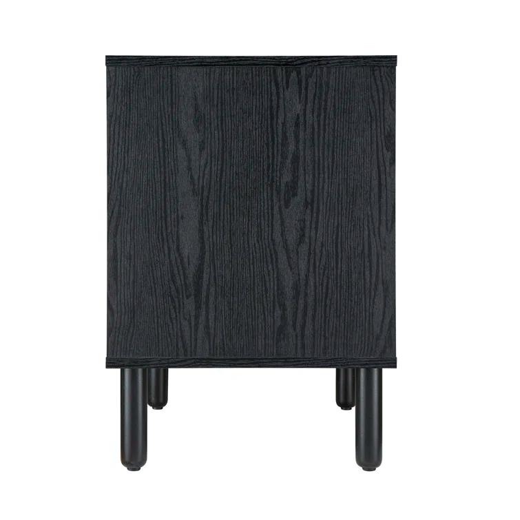 Sango Sango Orre 2-Drawer Solid Wood Nightstand, With Rattan, Cylicndrical Wooden Legs
