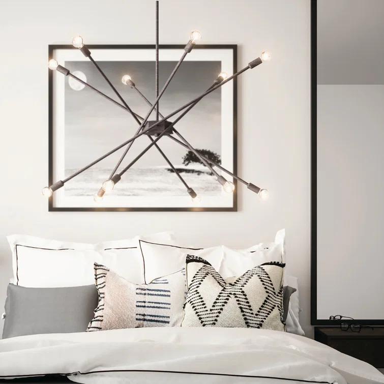 12 - Light Dimmable Sputnik Modern Linear Chandelier