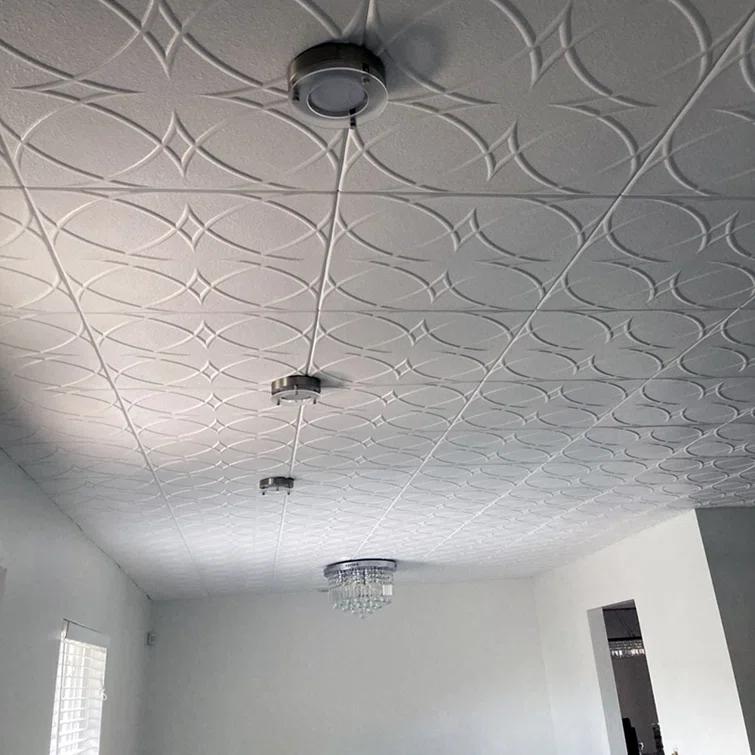 Circles and Stars 1.6 ft. x 1.6 ft. Polystyrene Glue-up Ceiling Tile