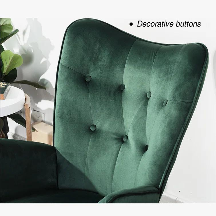 Channel Velvet High Back Arms Rocking Accent Chair