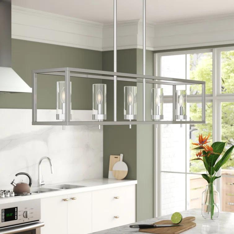 Generation Lighting Zire 5 -Light Chrome Modern/contemporary Clear glass Linear Large Hanging Kitchen island light