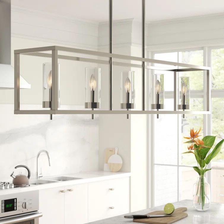 Generation Lighting Zire 5 -Light Chrome Modern/contemporary Clear glass Linear Large Hanging Kitchen island light