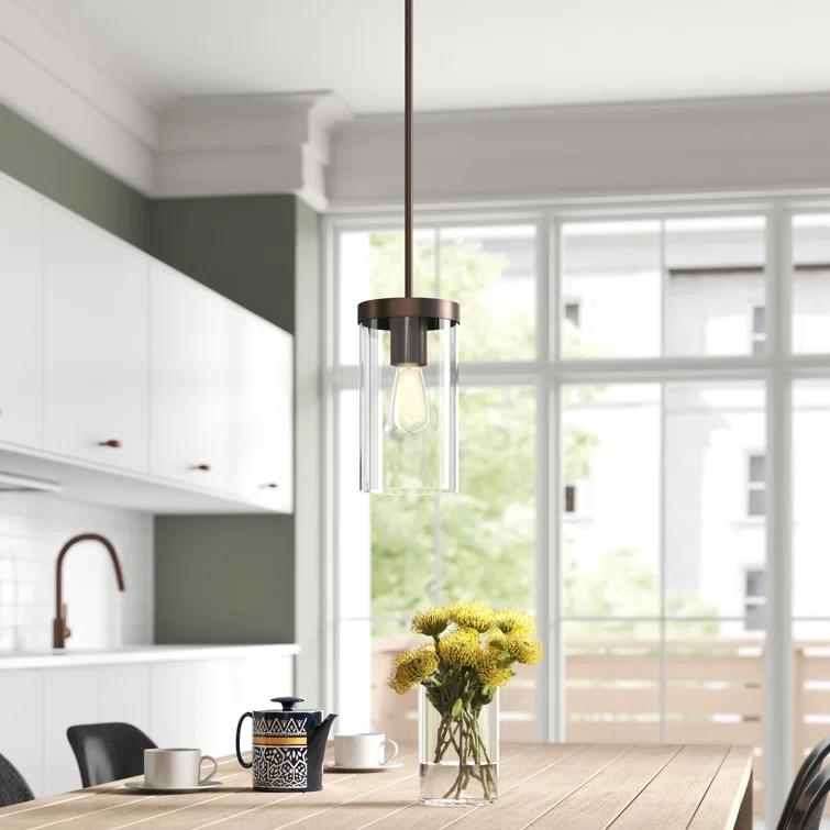 Zire Minimalist Chrome 10'' Glass Pendant Light with LED