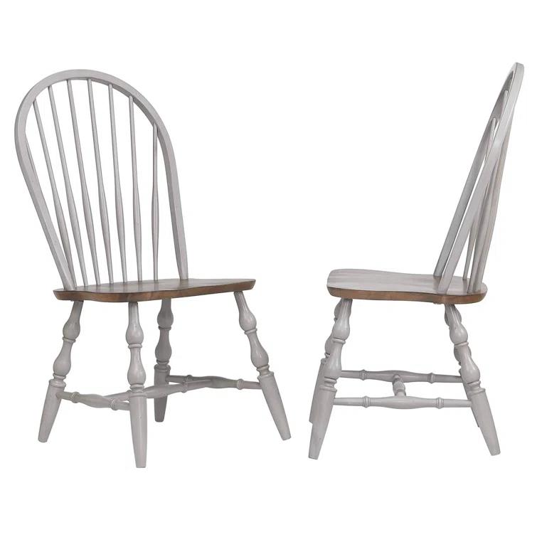 Country Grove Solid Wood Windsor Back Side Chair in Light Gray