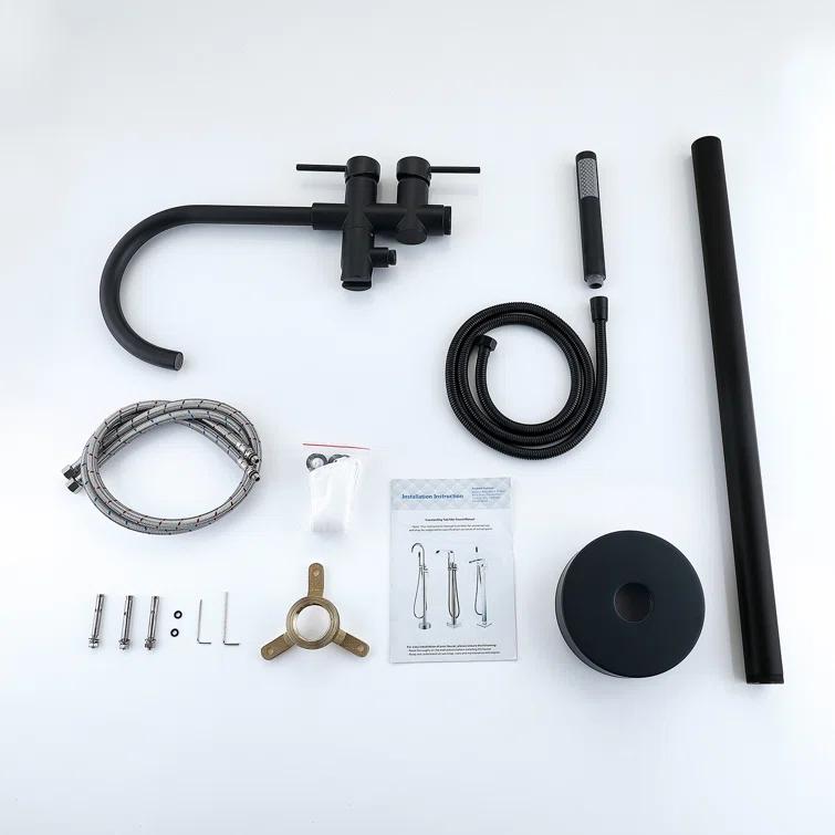 PENGFANG WORLDWIDE LLC Double Handle Floor Mounted Tub Filler With Handshower P017MBTF