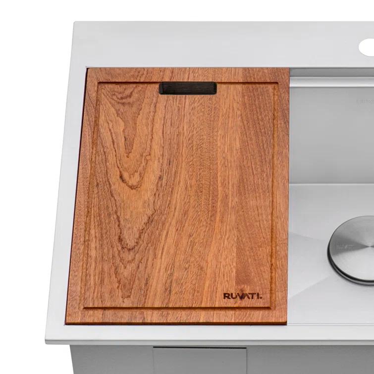 Ruvati LedgeFit Solid Wood Replacement Cutting Board for Ruvati Workstation Sinks