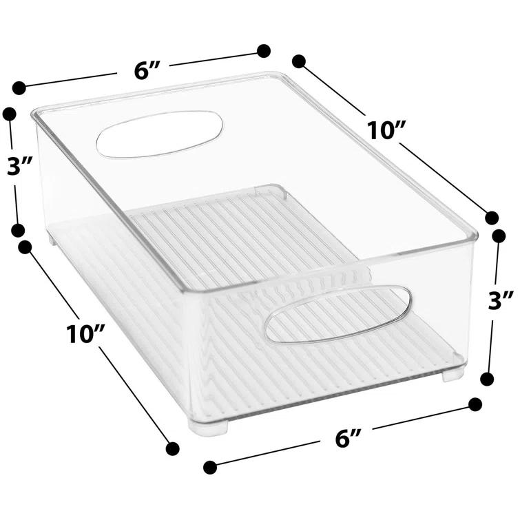 Prep & Savour Hosler 6 Pack Medium Stackable Clear Storage and Organizer Bins with Handles (Set of 6)