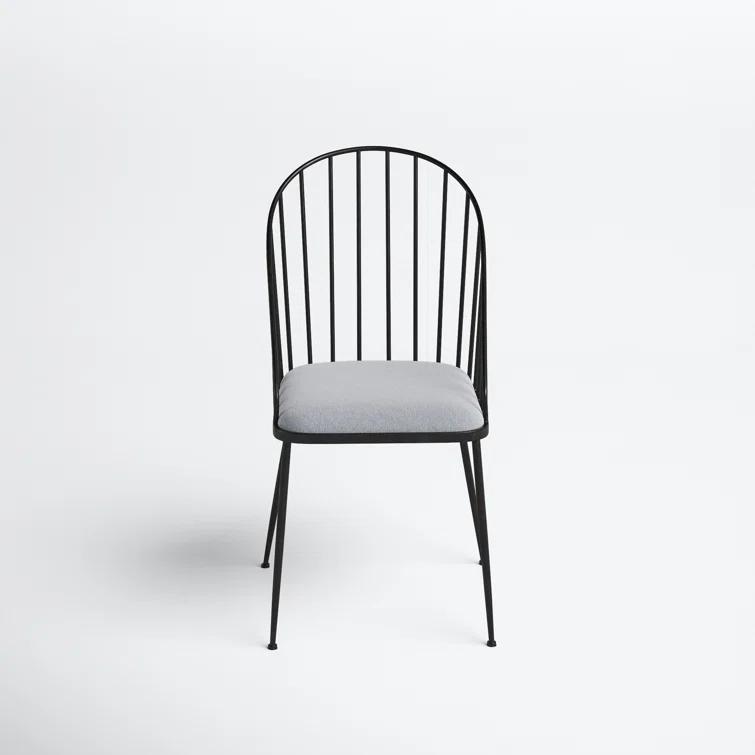 Marlowe Upholstered Metal Windsor Back Side Chair in Black