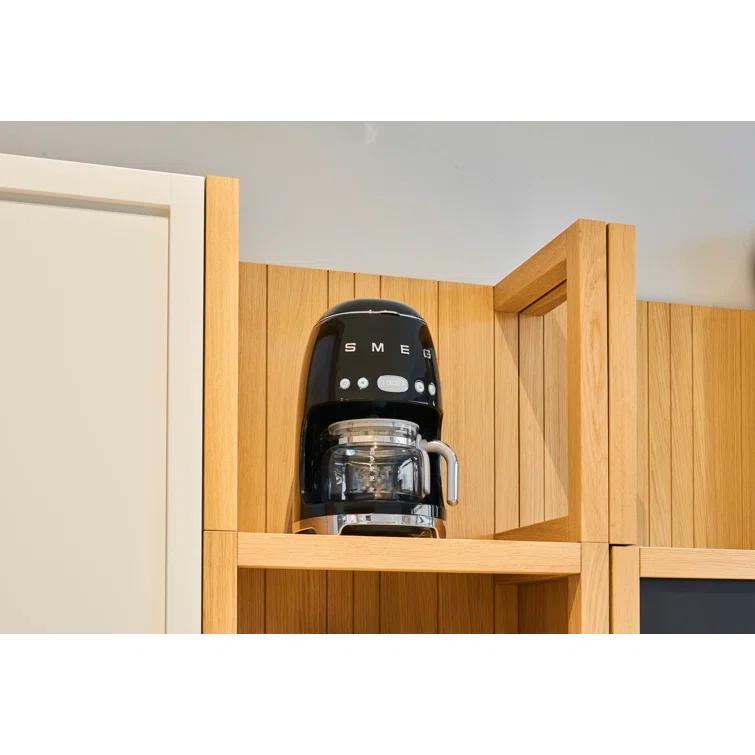 Navy Blue Retro Style 10-Cup Drip Coffee Machine with Glass Carafe