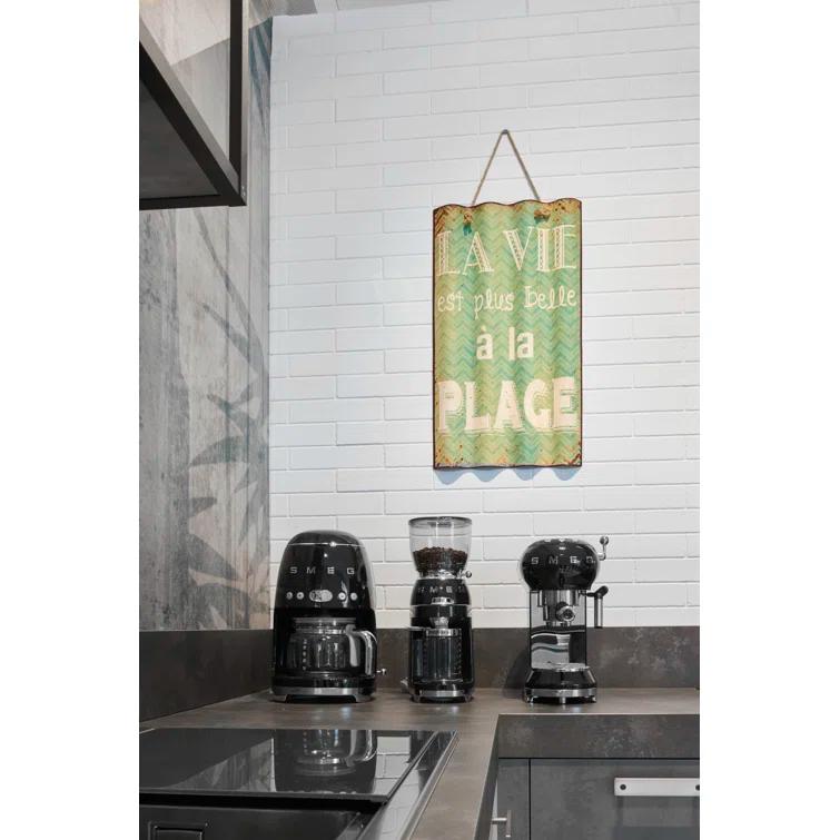 Navy Blue Retro Style 10-Cup Drip Coffee Machine with Glass Carafe
