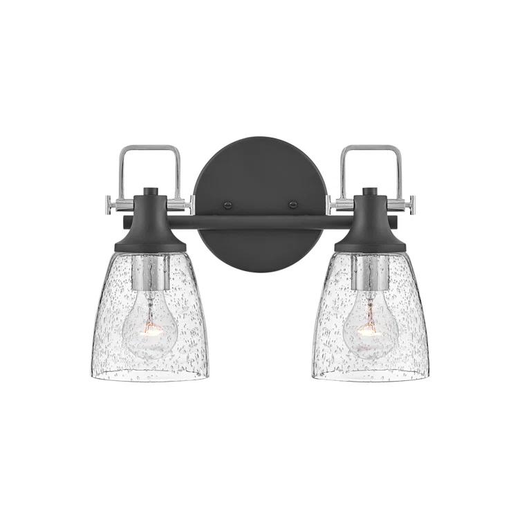 Easton Two-Light Bath Vanity Fixture w/ Clear Seedy Glass Shades