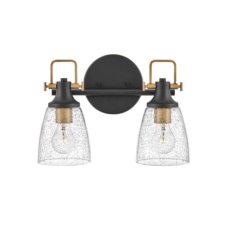Easton Two-Light Bath Vanity Fixture w/ Clear Seedy Glass Shades