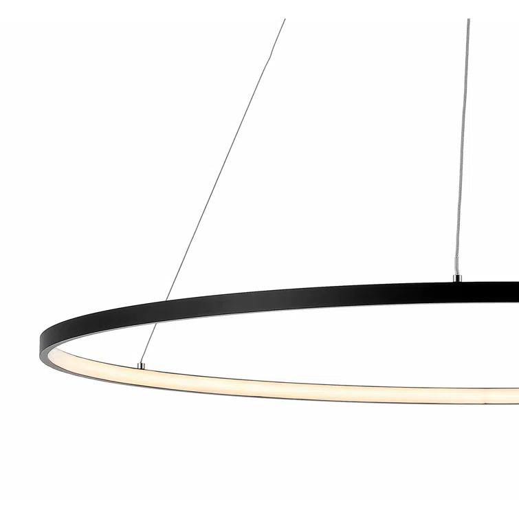 Circulo 35" Metal Round Modern Contemporary LED Integrated Pendant, Black
