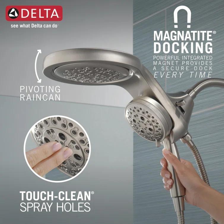 Hydrorain 5 Spray Dual Shower Head and Handheld Shower with Lumicoat and H2Okinetic 2.5 GPM