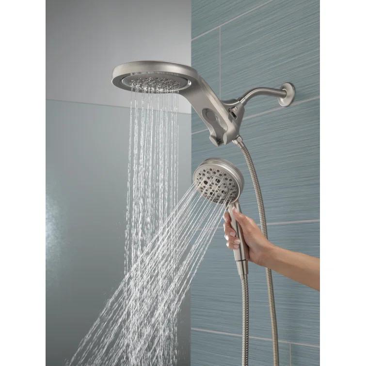 Hydrorain 5 Spray Dual Shower Head and Handheld Shower with Lumicoat and H2Okinetic 2.5 GPM