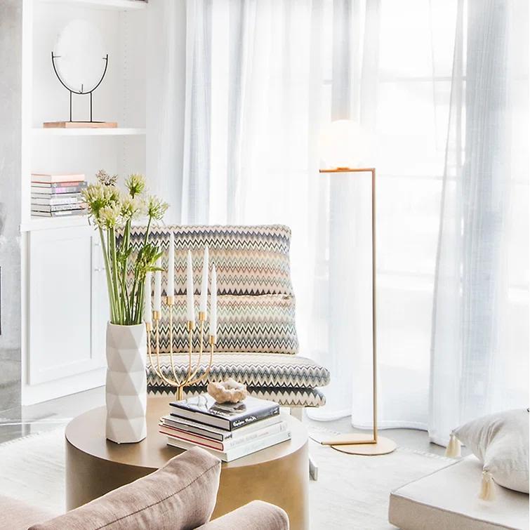 Elegant Brass IC Task Floor Lamp with Opal Glass Diffuser