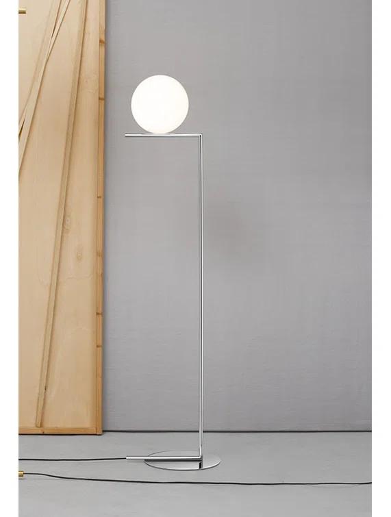 Elegance Unveiled 53" Black & Chrome Floor Lamp with Glass Globe