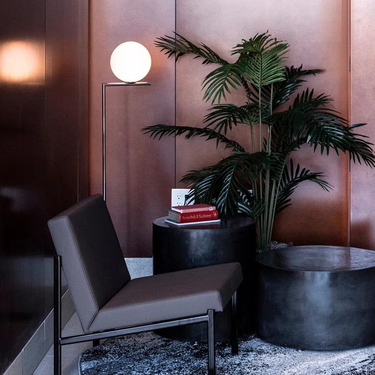 Elegance Unveiled 53" Black & Chrome Floor Lamp with Glass Globe