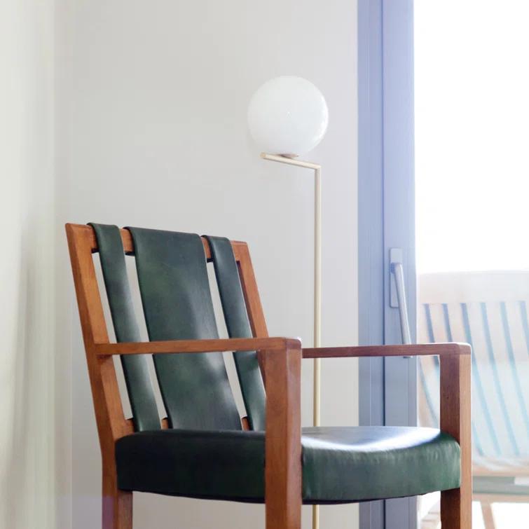 Elegant Brass IC Task Floor Lamp with Opal Glass Diffuser