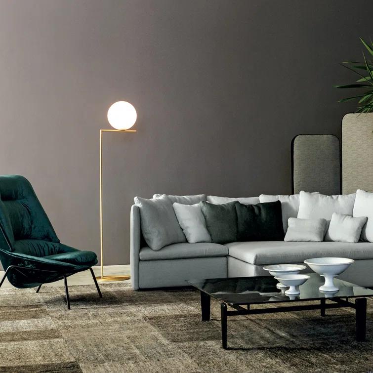 Elegant Brass IC Task Floor Lamp with Opal Glass Diffuser