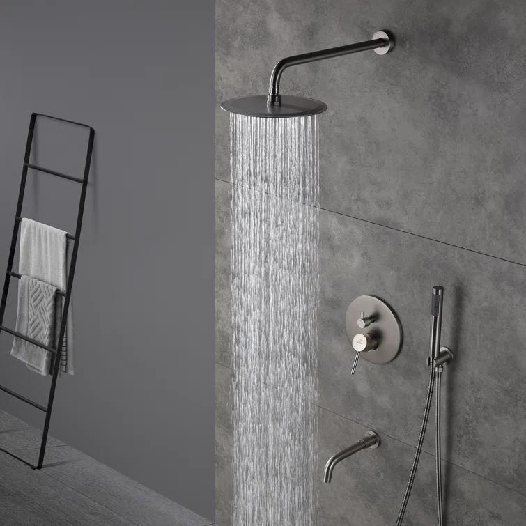 Pressure-Balanced Complete Shower System with 10-Inch Rain Shower Head, Handheld, Rough-in Valve
