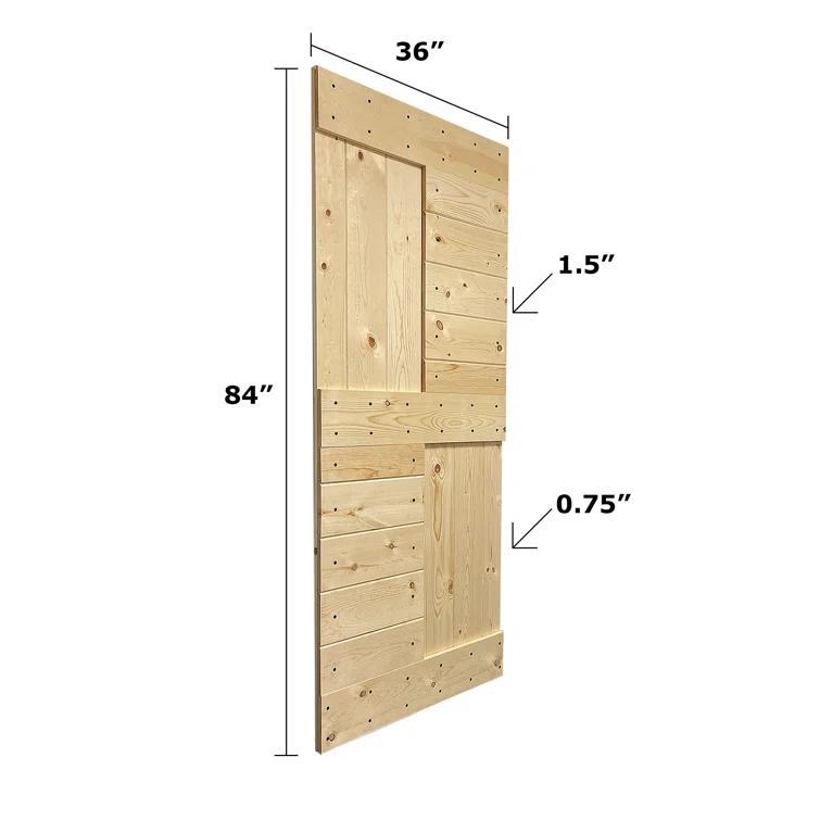 84'' Solid Wood Paneled with Installation Hardware Kit Barn Door