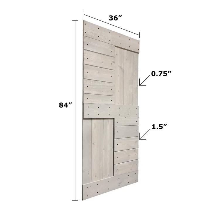 84'' Solid Wood Paneled with Installation Hardware Kit Barn Door