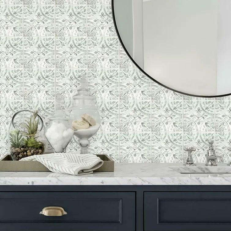 10.5'' W x 10.5'' L PVC Peel and Stick Field Tile