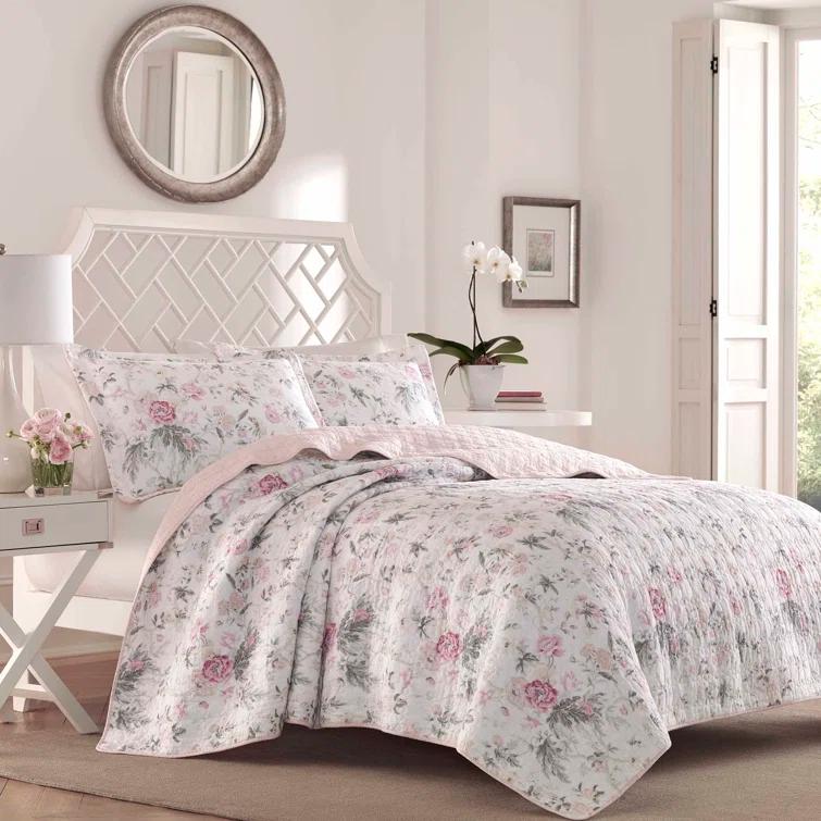 Laura Ashley Laura Ashley Breezy Floral Cotton Reversible Quilt Set