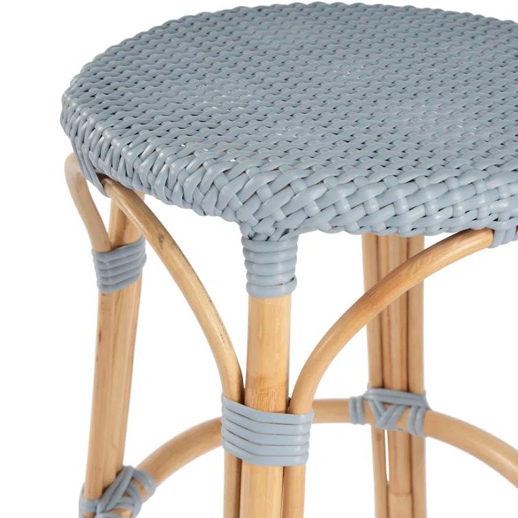 Butler Specialty Company Tobias Rattan Round 24" Counter Stool - Baby Blue