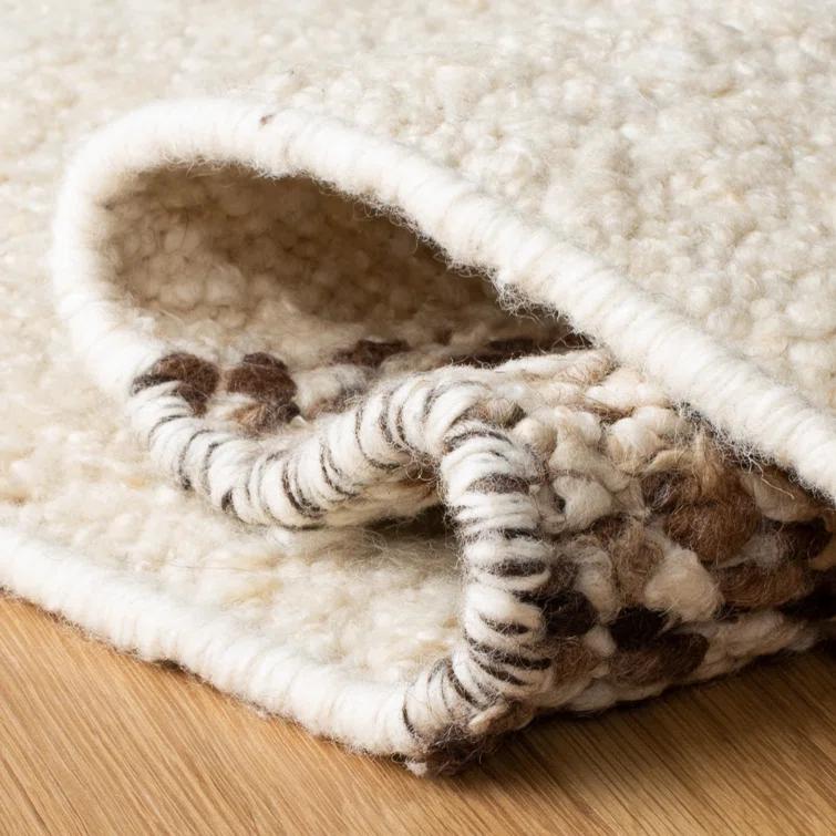 Red Barrel Studio® Natura Hand Woven Wool/Cotton Rug in Brown/Ivory