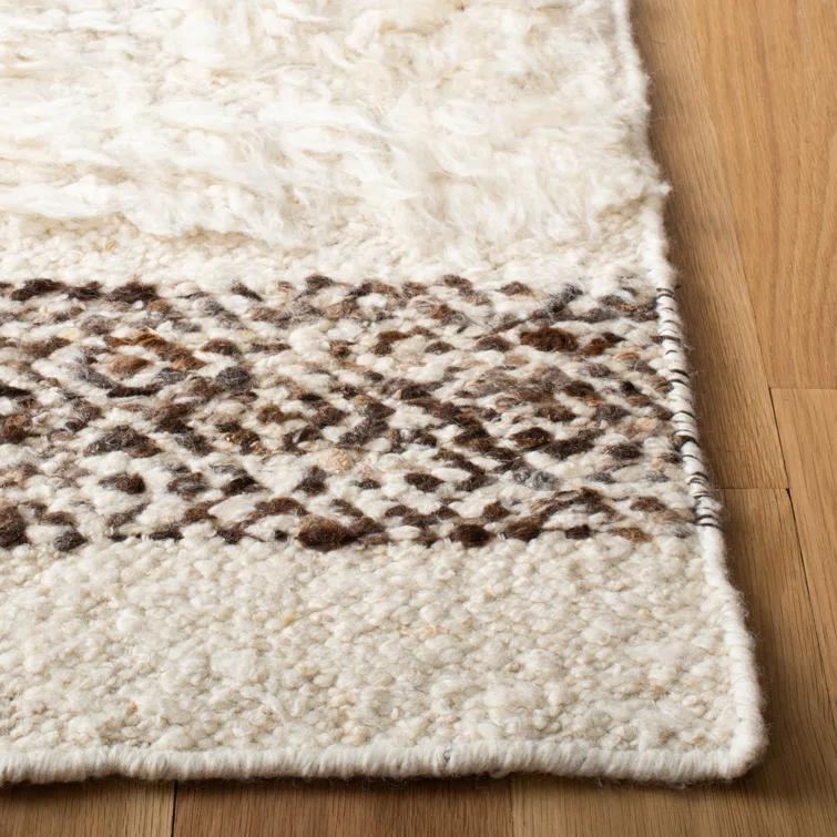 Red Barrel Studio® Natura Hand Woven Wool/Cotton Rug in Brown/Ivory