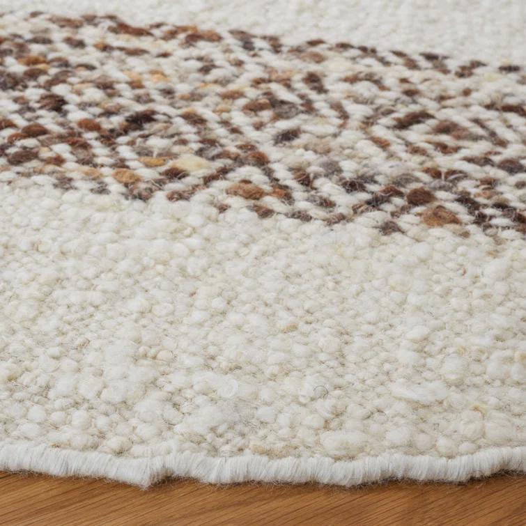 Red Barrel Studio® Natura Hand Woven Wool/Cotton Rug in Brown/Ivory