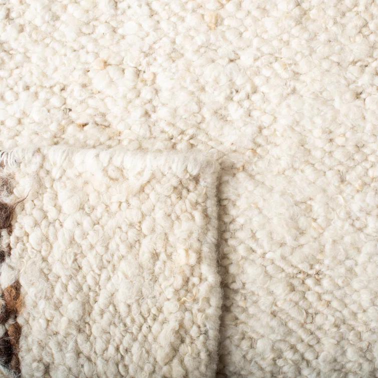 Red Barrel Studio® Natura Hand Woven Wool/Cotton Rug in Brown/Ivory