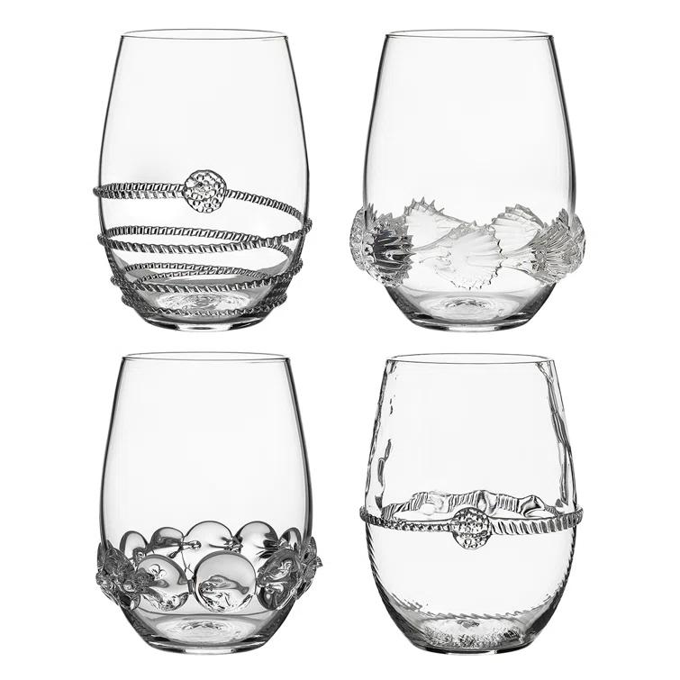 Juliska Heritage 12 oz. Stemless Wine Glass Assorted (Set of 4)
