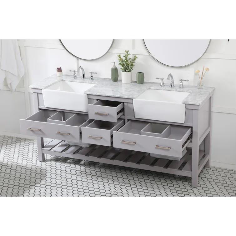 Pelaghia 72'' Double Bathroom Vanity with Marble Top