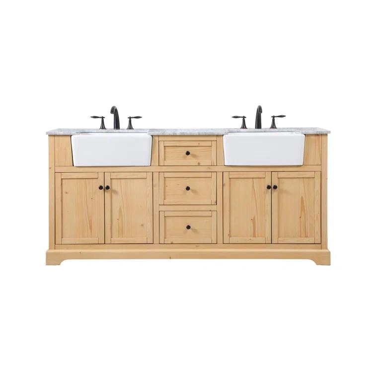 Pardue 72'' Double Bathroom Vanity with Marble Top