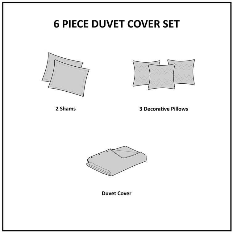 Madison Park Pebble Beach 6 Piece Cotton Sateen Coastal Duvet Cover Set