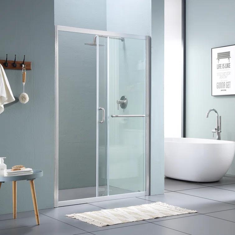 Mocoloo 60" W x 72" H Single Sliding Semi-Frameless Shower Door HMS-MOM-6A21-4-60SS