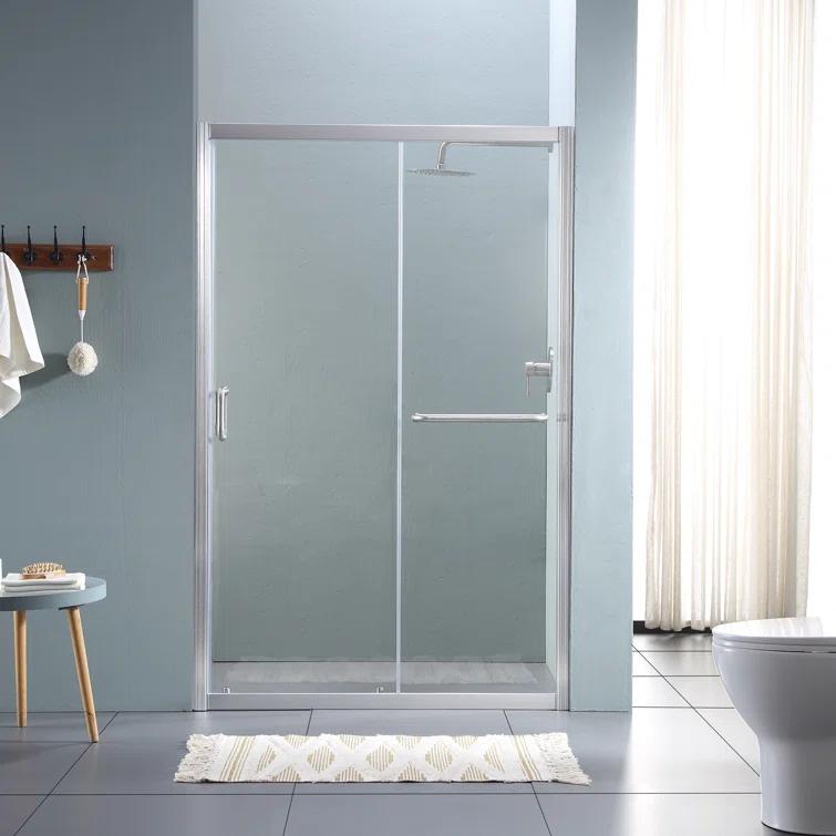 Mocoloo 60" W x 72" H Single Sliding Semi-Frameless Shower Door HMS-MOM-6A21-4-60SS